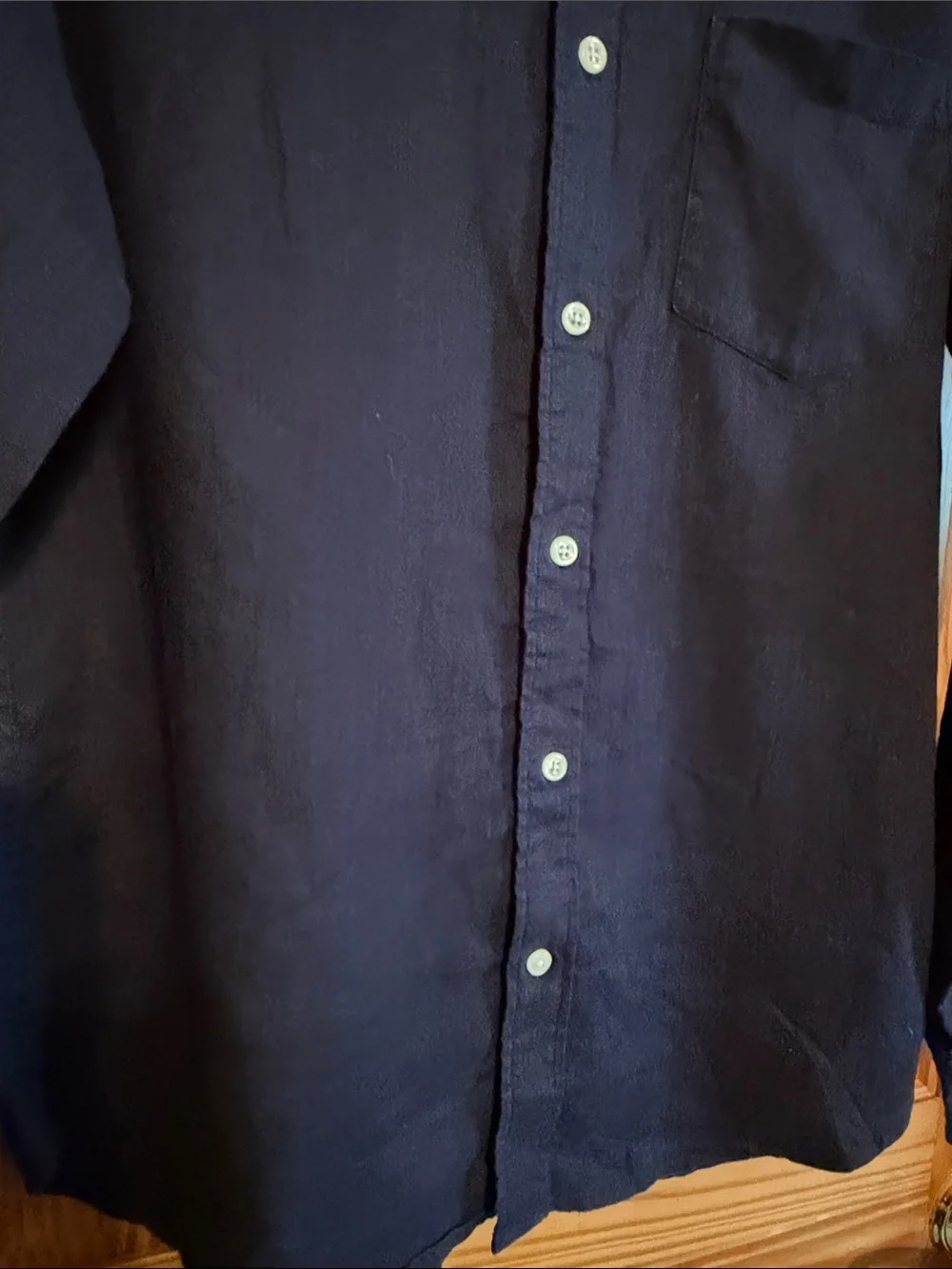 J. Crew Dark Navy Long-Sleeve Linen Blend Button-Down Shirt